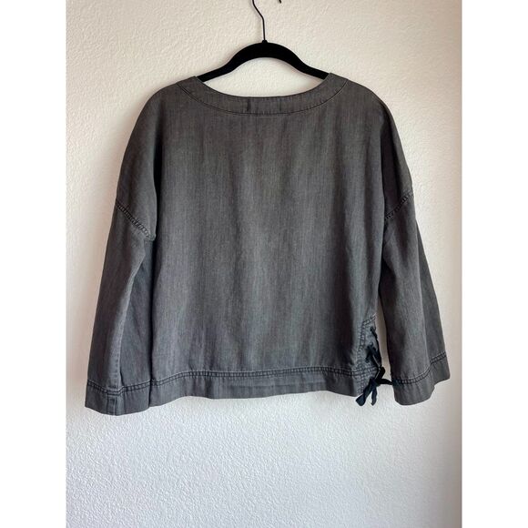 Madewell Women's Denim Side-Lace Top in Sloane Black Fadeout - Size XXS - Picture 7 of 13